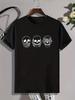 Summer Men'S Skull Print Round Neck Short Sleeve T-Shirt, Gothic Casual Fashion Pattern Tee, Plus Size