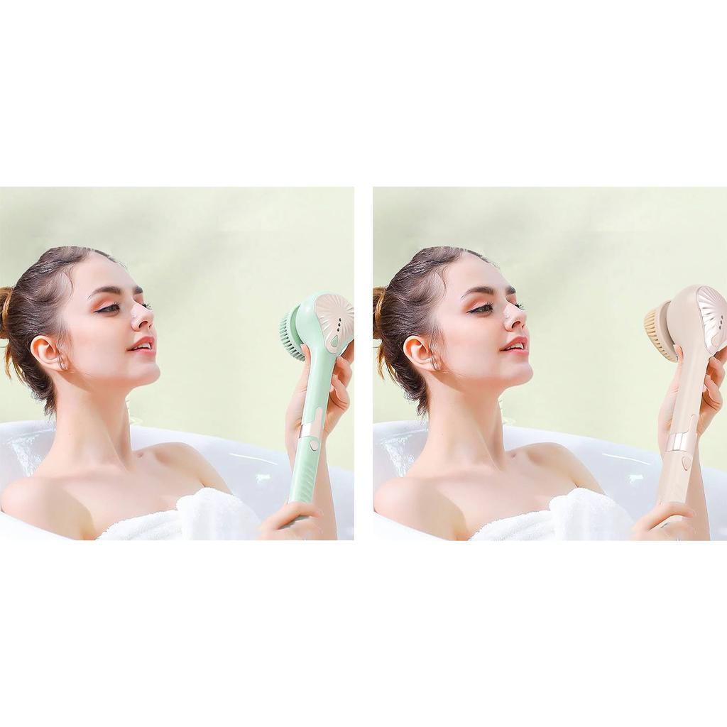Elektrische Körperbürste Wasserdicht Multifunktional Abnehmbarer Langer Griff Elektrische Dusch-Badebürste