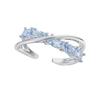 Elegant Blue Floral Wreath Adjustable Geometric Ring for Women - Trendy Open Niche Style for Index Finger
