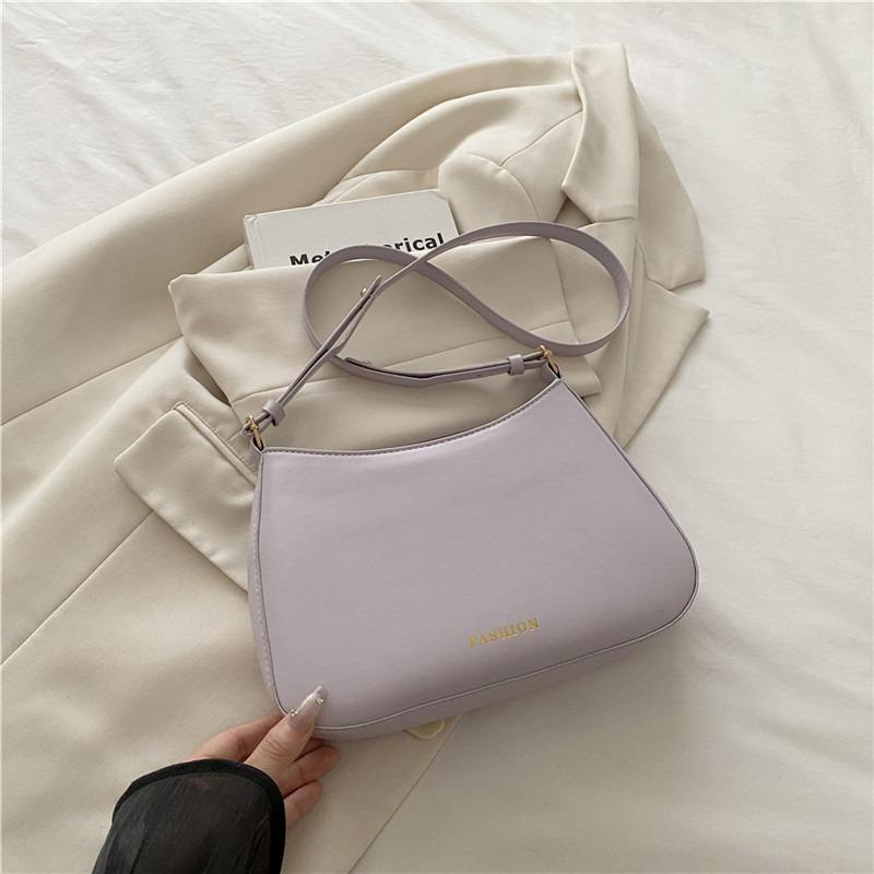 

Solid color large capacity aesthetic temperament new fashion solid color simple shoulder underarm messenger bag women фиолетовый