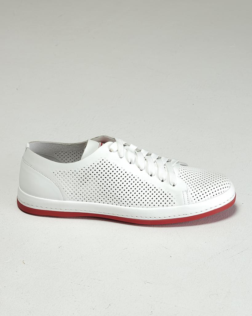 Perforierte Turnschuhe Davis 12107 40 Weißes Leder