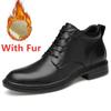 Luxusmarke Business Herrenschuhe Neue Echtleder Stiefeletten Herren Hohe Qualität Dicke Sohle Stiefeletten Warme Plüschfellschuhe