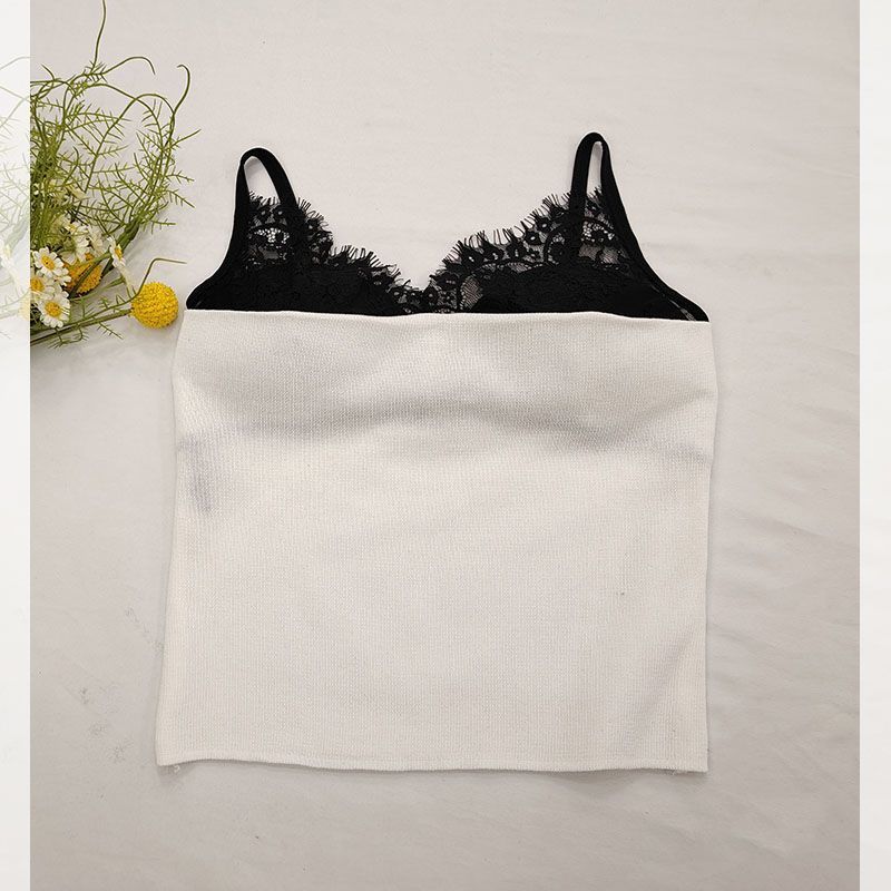 Dámská vesta Krajková patchworková tílka na ramínka Bez zad Sexy dámské spodní prádlo Na párty Klub Bar Ležérní trička Módní krása Potu odolná tílka
