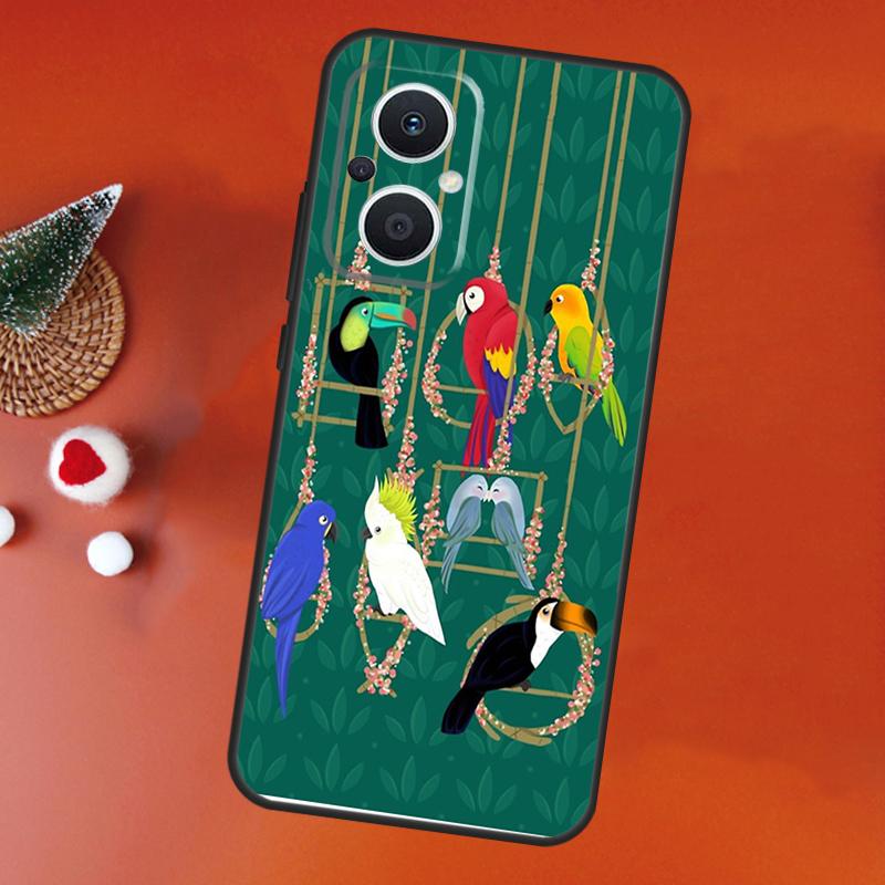 Colorful Parrots Case For OPPO Find X9 X5 X6 X8 Pro OPPO Reno 14F 13F 12F 11F 10 12 13 14 Pro 7 8 Lite Cover