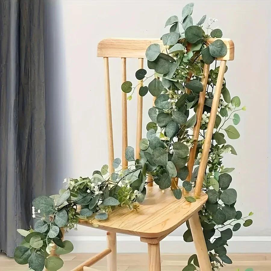 Lussureggiante Ghirlanda di Eucalipto Artificiale da 180 cm - Premium Finta da Appendere alla Parete - Verde Realistico per Matrimonio, Casa, Esterni e Decorazioni per Eventi
