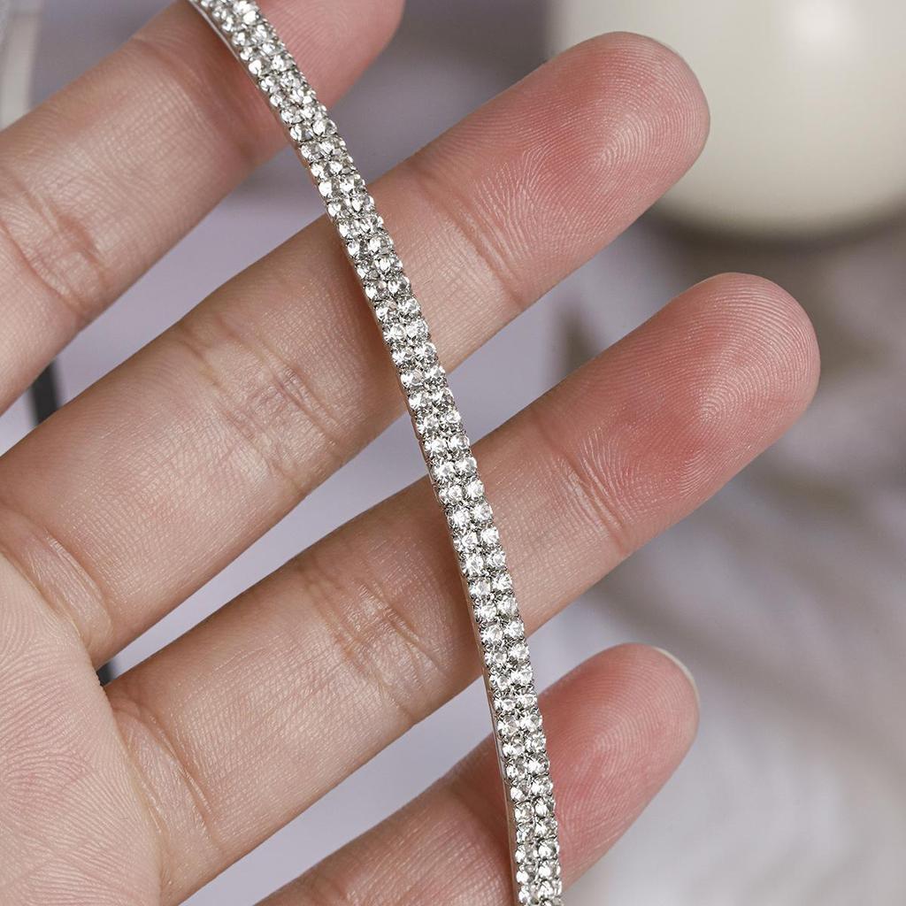 Women's Double Row Rhinestone Metal Headband for Everyday and Party Wear