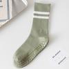 Einfarbige Yogasocken aus Baumwolle bis zur Mitte der Wade, rutschfeste Sportsocken mit Silikonunterseite, für Damen, für Indoor-Fitness, Trampolin, Tanz, Pilates