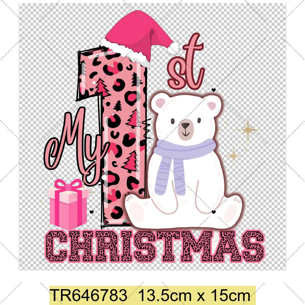 My First Chrismas DIY Clothing Heat Transfer Sticker Kids T-shirt Infant Romper Clothing Patches Heat Transfer Xmas Sticker