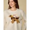 INMAN Women's Embroidered Puppy Knit Sweater