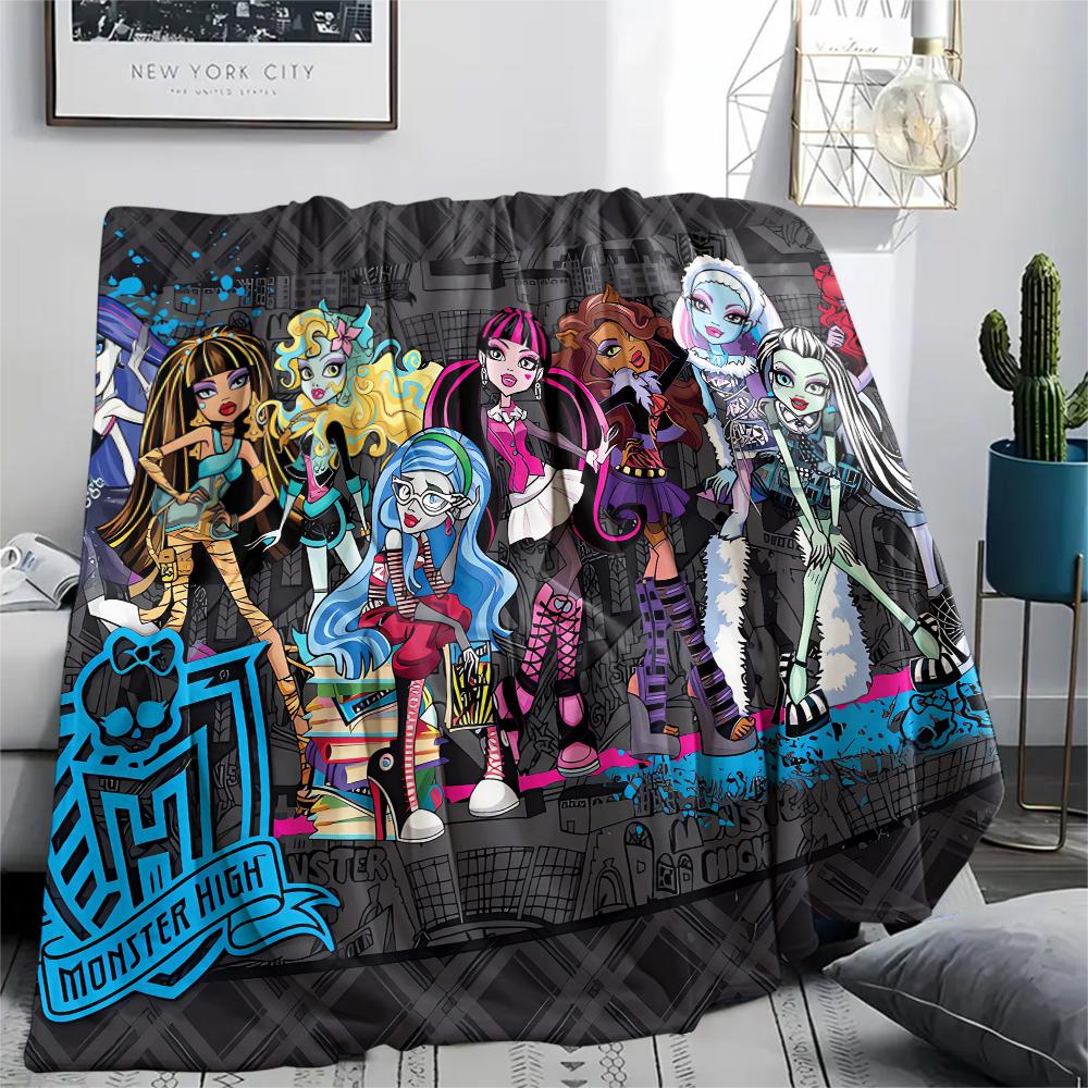 1 Stück Monster High Druck Flanelldecke, Hohe Qualität, Bequem für alle Jahreszeiten, Heimdekoration, Wärme und Komfort, Perfekt für Weihnachtsgeschenke