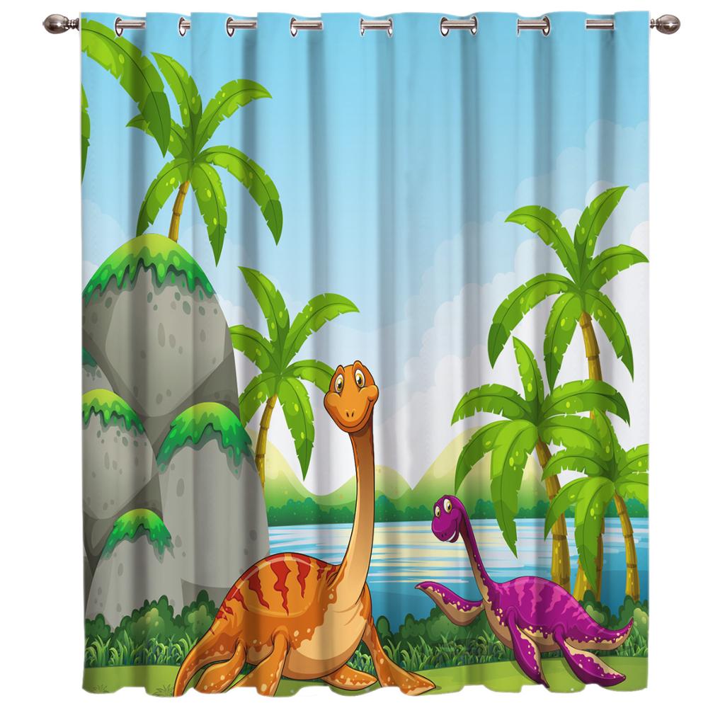 Dinosaur Cartoon Window Curtains Curtains for Living Room Decorative Items Living Room