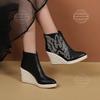 Boots Women's Platform Wedges Espadrilles High Quality Straw Rope Weave Wedge Boots Women Pointed Toe Heels Autumn Winter Shoes