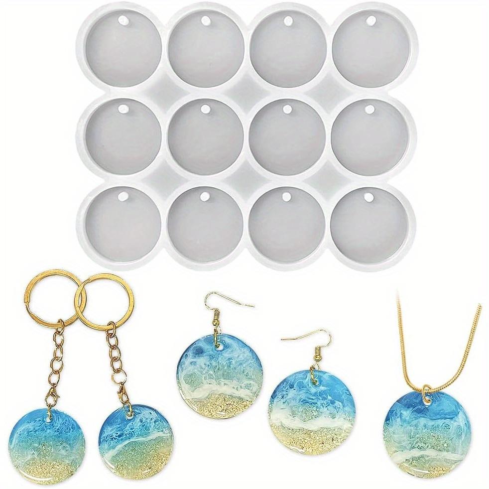 

12 Cavities Round Silicone Mould, Geometric Resin Jewellery Casting, DIY Pendant and Earrings Making, Keychain Handmade Moulds белый