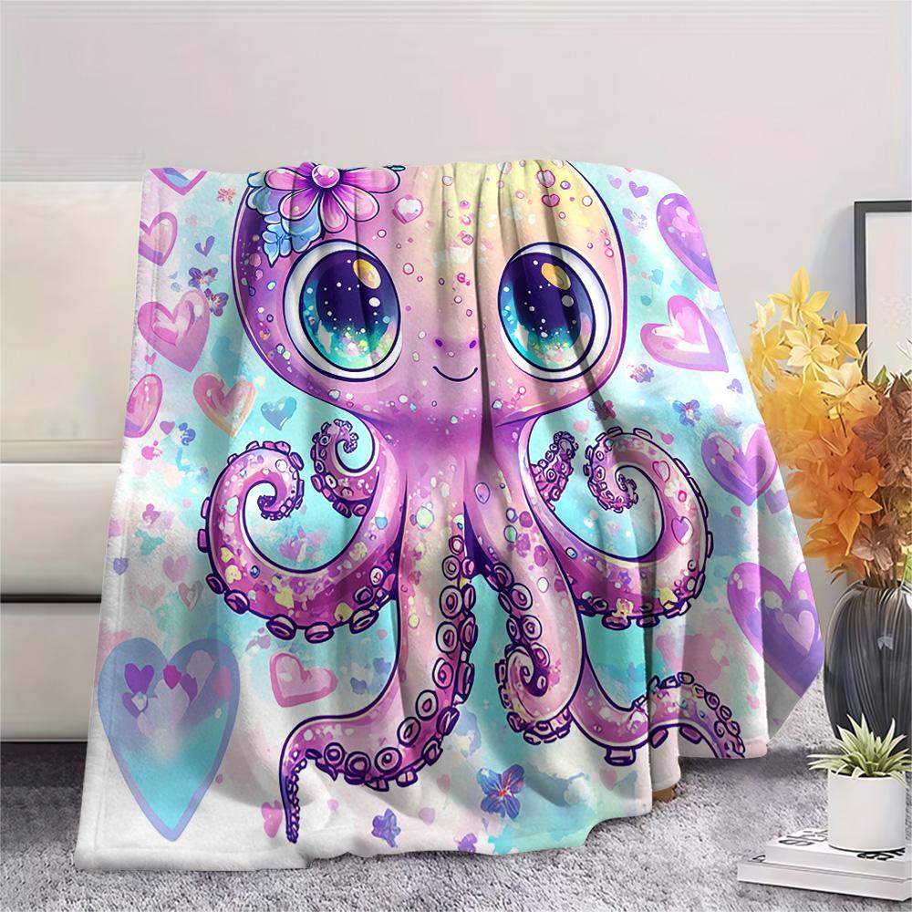 Octopus Print Flannel Blanket, High quality Comfortable for All Seasons, Home Decor, Warmth and Comfort, Perfect for Christmas Gifts