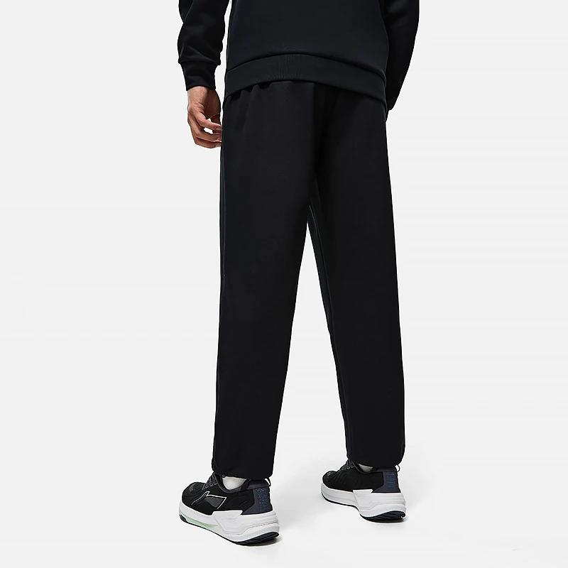 Li Ning Fitness Series Letter Logo Print Straight Leg Quick Dry Cool Ice Feel Knitted Sports Pants Men pants Black AKLT523-1