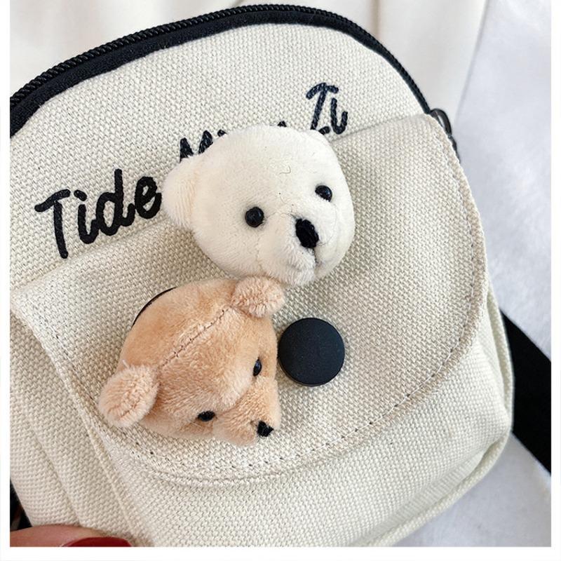 Bag Women's Bag New Crossbody Shoulder Bag Cartoon Cute Alphabet Canvas Student Summer Mobile Phone Bag