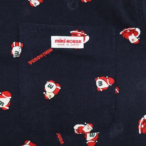 mikihouse Santa Claus Long sleeve shirt M Navy blue Open collar Men's Used