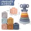 Qizebaby Baby-Bausteine, Weiches Montessori-Spielzeug für 1-Jährige, Badespielzeug, Stapelspiel, Formerkennung, Lernspielzeug für 1-2-Jährige, Jungen a