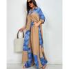 Set Elegante Primavera Estate Moda Stampata Camicia Lunga Pantaloni a Gamba Larga Completo Casual Lento Oversize Set Donna