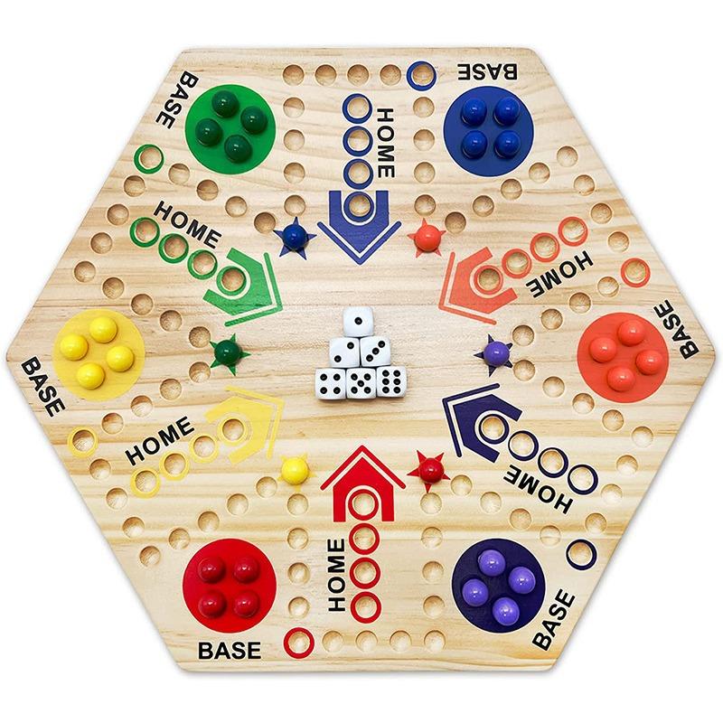 Brettspiel Doppelseitig Tischspiel Fliegendes Schach Bemaltes Lernspiel 4 und 6 Spieler Reisespiel Partygeschenke Familienspiele