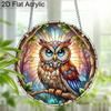 Acryl Mystischer Wald Eule Buntglas-Stil Sonnenfänger, 2D Flaches Acryl Fenster Hängeornament für Fantasy- & Natur-Liebhaber Geschenke
