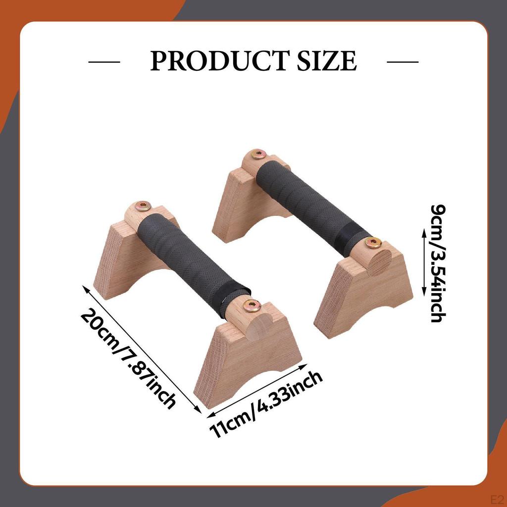 2 Pack Wooden Push Up for Strength Training, Men And Women, Handles, Parallelepipe Body