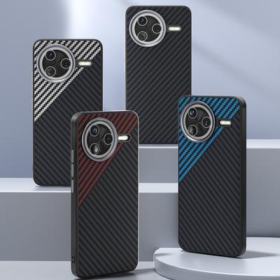 Para Redmi K80 Funda Delgada A Prueba de Golpes Succión Magnética Fibra de Carbono Metal Lente Anti-Huellas Dactilares Agarre Fundas Etui Conque