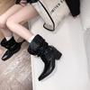 2025 Rivets Ankle Boots Belt Buckle Slip-On Leather Patchwork Fashion Elegant Comfortable Novelty Women Shoes Solid Color Boots