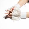 Lightweight Lace Wrist Sleeves Decorative Stretchy Design For Summer Outings Casual Outfits White