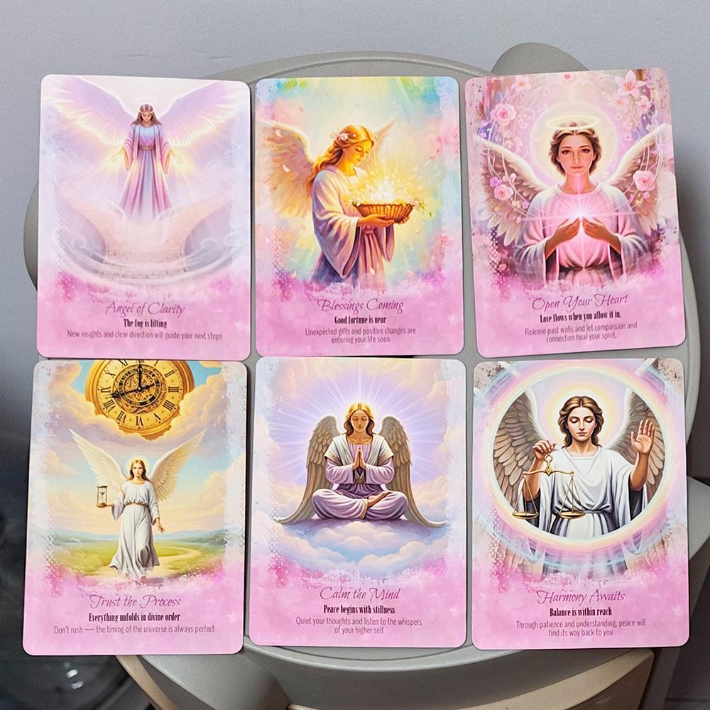 Oracolo Angeli Guida 11,5*8cm - 44 Carte con Libretto, Carte Divinatorie Ispirazionali in Scatola di Latta per la Crescita Spirituale