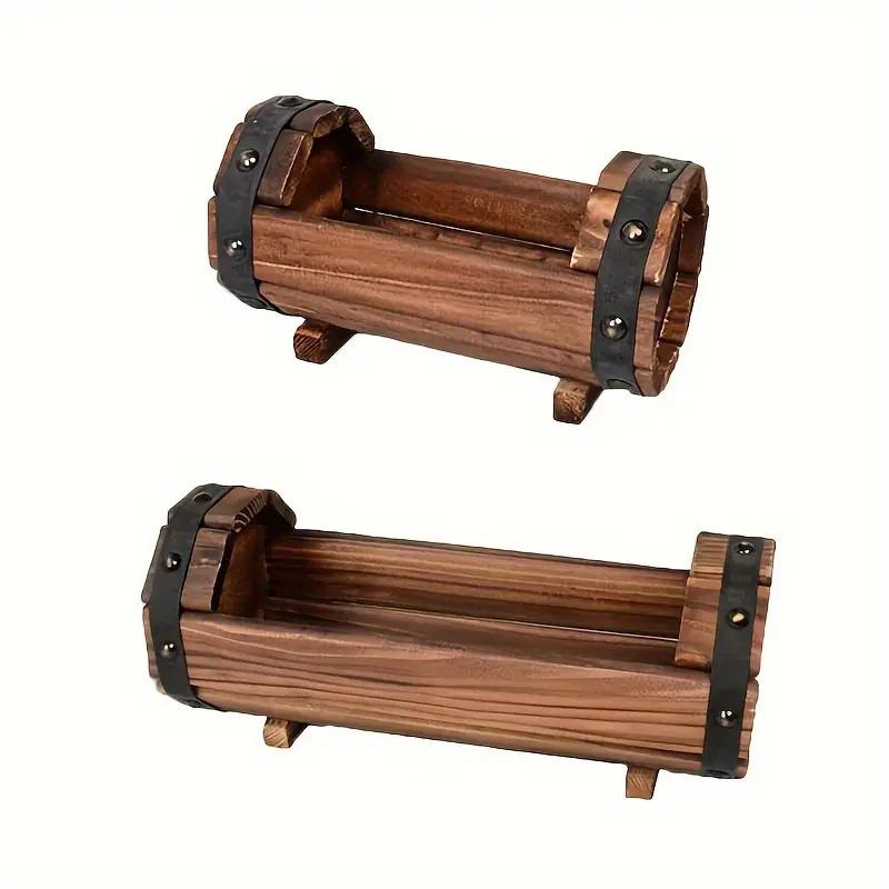 1PC Flower Tank Log Vintage Hanging Flower Pot Balcony Succulent Flower Pot Indoor Plant Flower Decoration Garden 2 Sizes