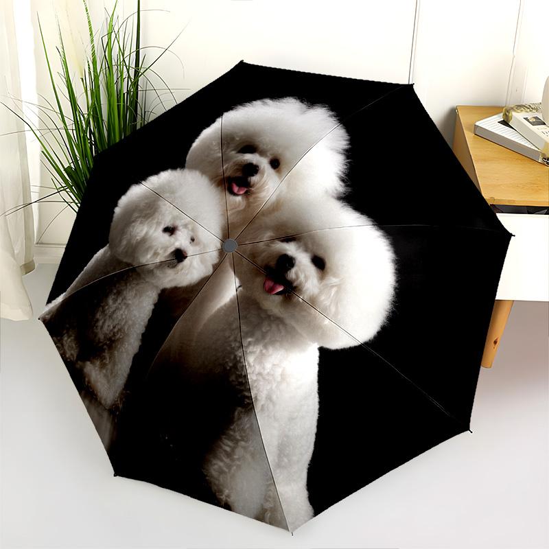 Motif adorables chiots, parapluie à pliage automatique, design portable et pliable, 8 baleines, un cadeau de Noël ou d'anniversaire.