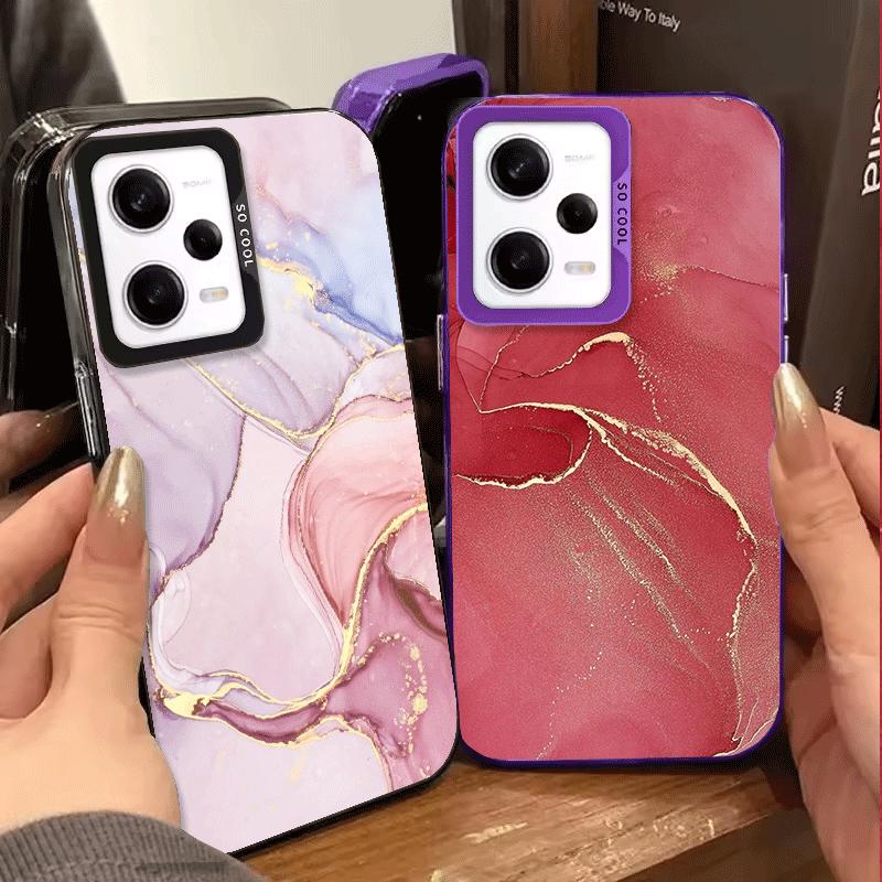 Gold Granite Marble Pattern Soft Phone Case for Xiaomi Redmi Note 13 14 15 Pro Plus 12S 12 11S 11 11T 10S 10 Shockproof Cover Ba