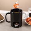 1PC European Candle Cup Cheese Chocolate Melting Ceramic Mug Heating Food Ceramic Mug with Fork Creative Coffee Mug Tableware