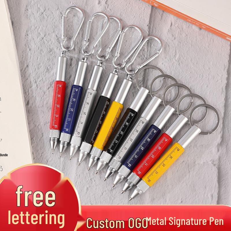 6-in-1 Multi-Tool Metal Pen: Ballpoint, Screwdriver, Hex Wrench, Touchscreen Stylus, Climbing Aid