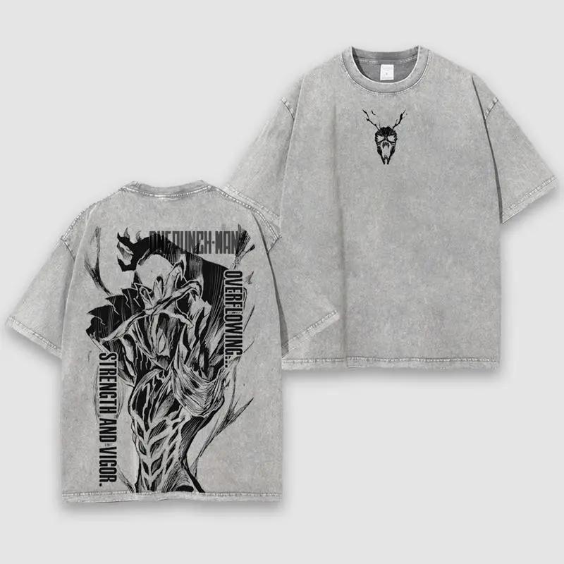 Anime One Punch Man Garou Graphic T Shirt Men Women Short Sleeve Clothing Oversized Tshirt Washed Cotton Tee Harajuku T-shirt