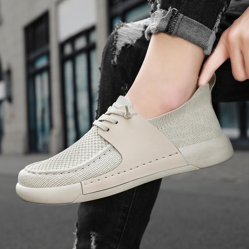 MAEDEF Man Shoes Grey Casual Shoes Male Flat Shoes Summer Comfortable Mesh Breathable Walking Driving Shoe Man Sneakers Footwear