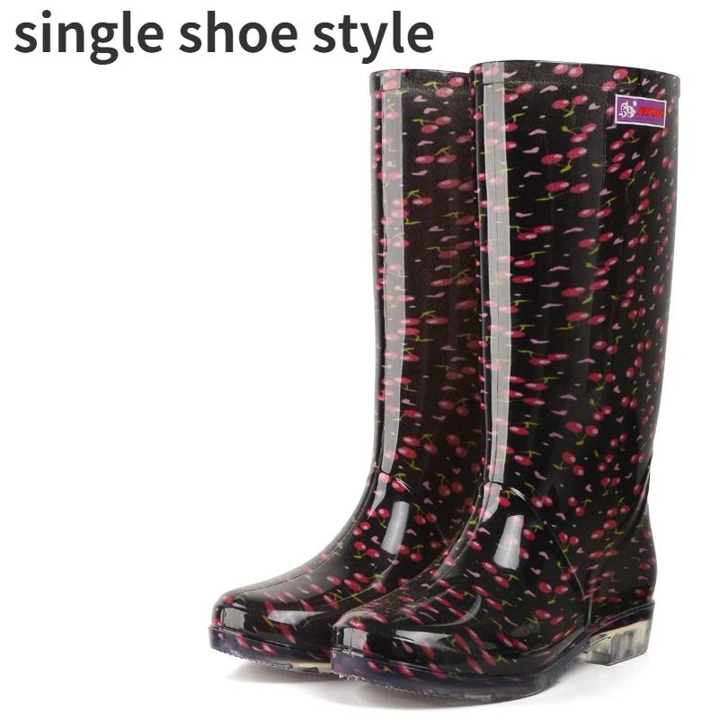 Water Shoes Women's Rain Boots Long Tube Ladies Fashion Rain Boots Waterproof Non-slip Medium and High Rubber Boots Work Boots