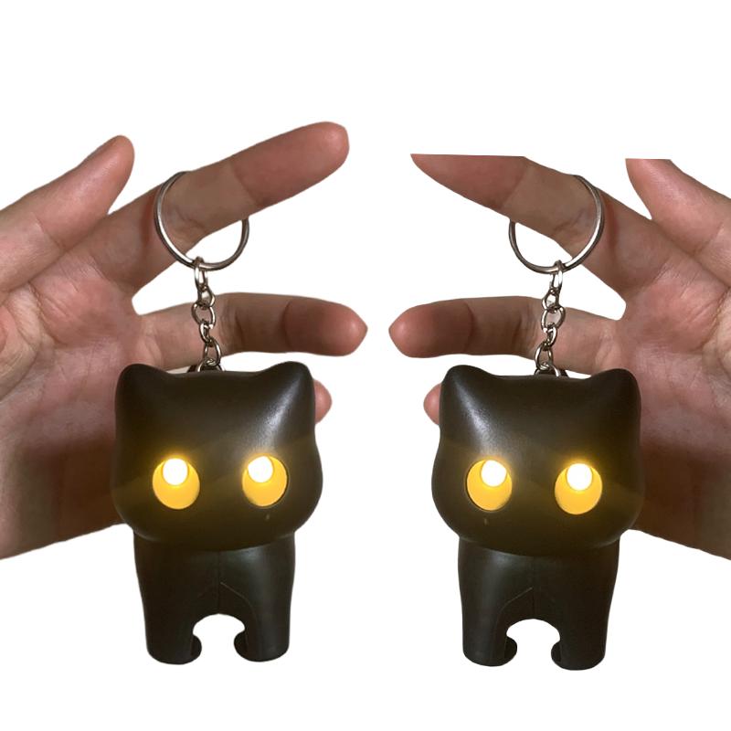 

Kawaii Glowing Cat Pendent Cartoon Animal Screaming Black Cat Keyring Car Ornament Creative Birthday Gift Fashion Glow Keychain
