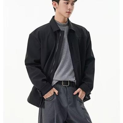 Coupe-vent Rétro Coach pour Homme: Veste à fermeture éclair décontractée ample unie pour l'automne