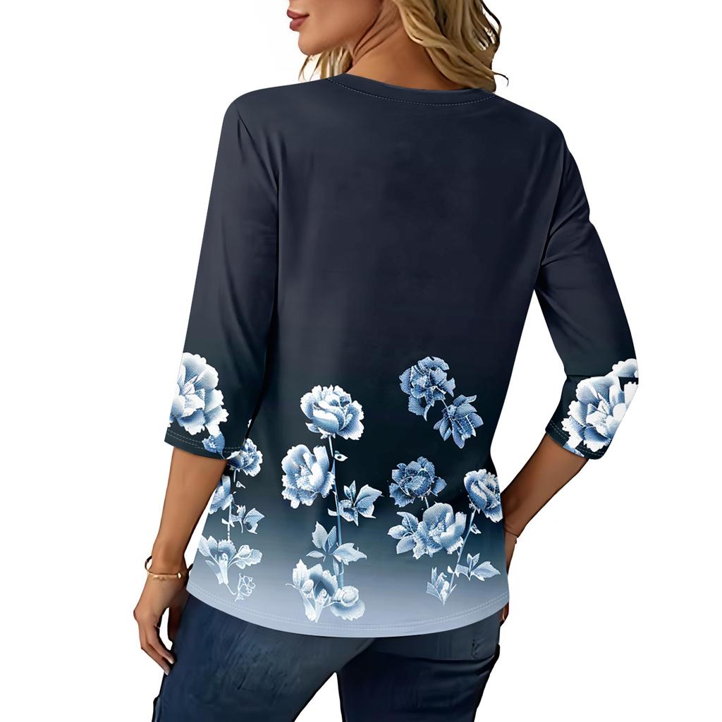 Damen 3/4-Ärmel Shirts Grafik-T-Shirts Shirts Lässige Basic-Tops Pullover