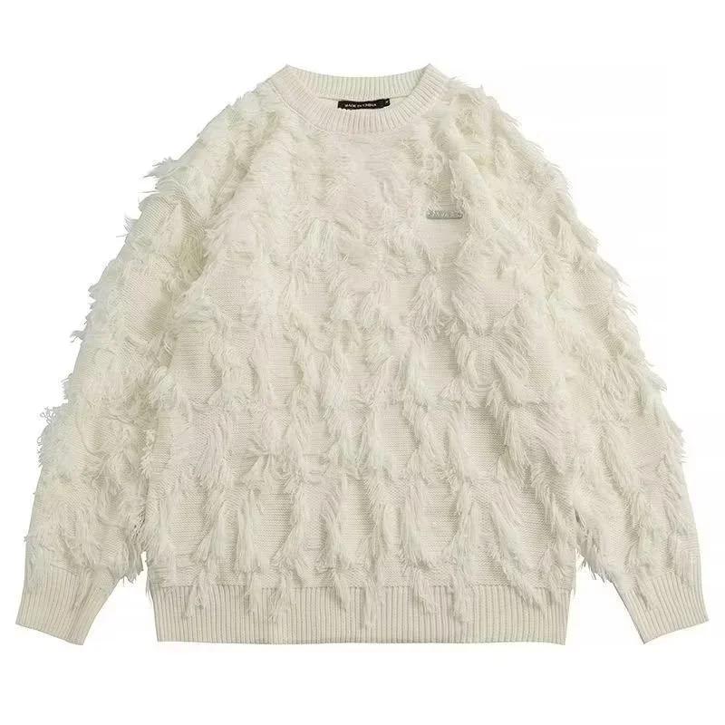 Männer Winter Retro Tun Alten Warme Pullover Pullover Rundhals Plüsch Langarm