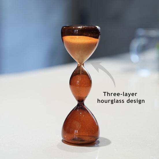 DYS 3-stufige bunte Glas-Sanduhr, Borosilikat-Ornament mit bernsteinfarbener weinroter Farbverlauf, gleichmäßiger Sandfluss, moderne minimalistische Dekoration für Zuhause
