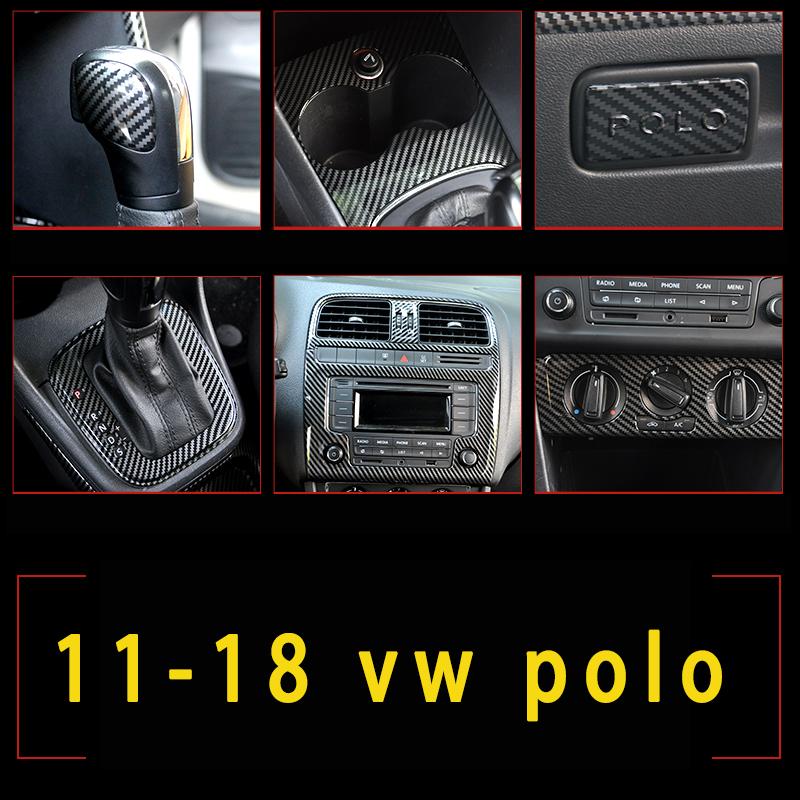 Car Styling For POLO 2011 2012 2013 2014 2015 2016 2017 2018 Carbon Fiber Decorative Sequin Air Outlet ABS Patch