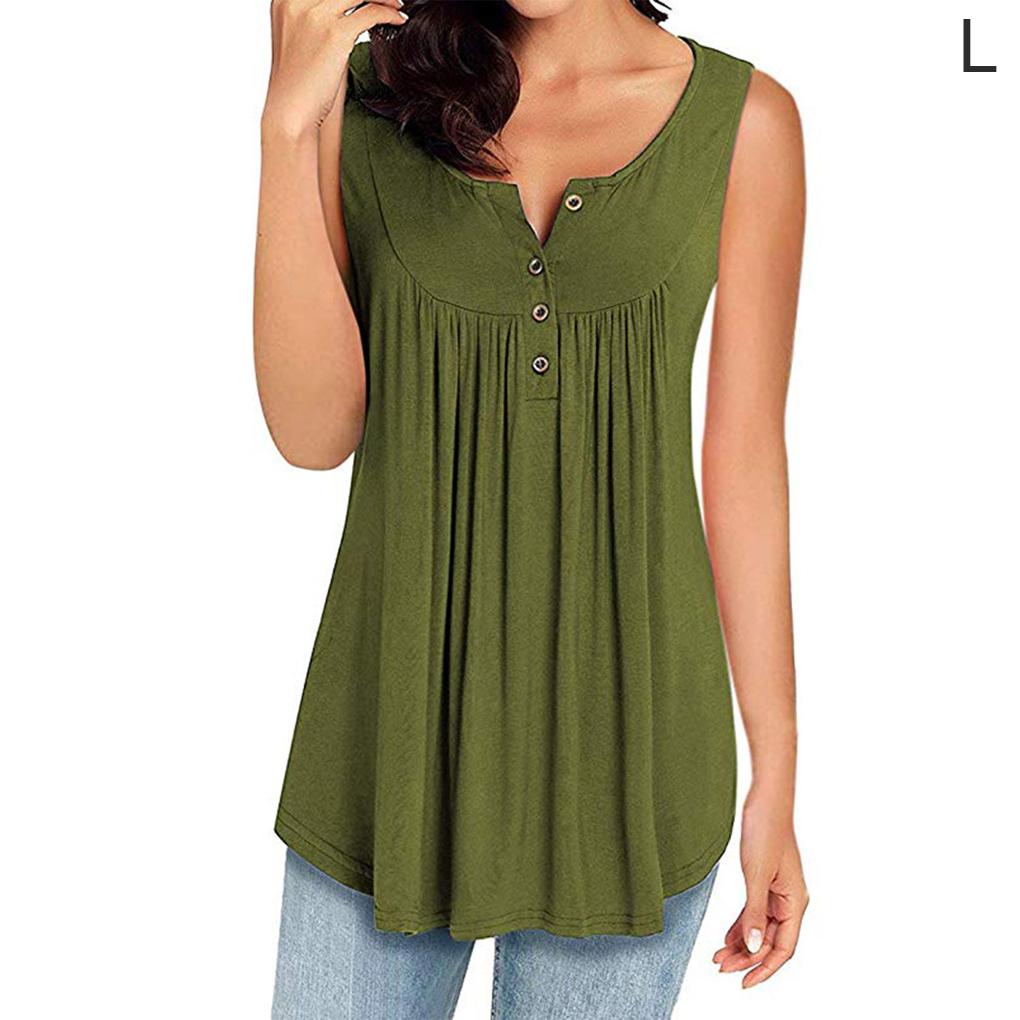 Girl Sleeveless Vest Women V Neck Solid Color Summer Top