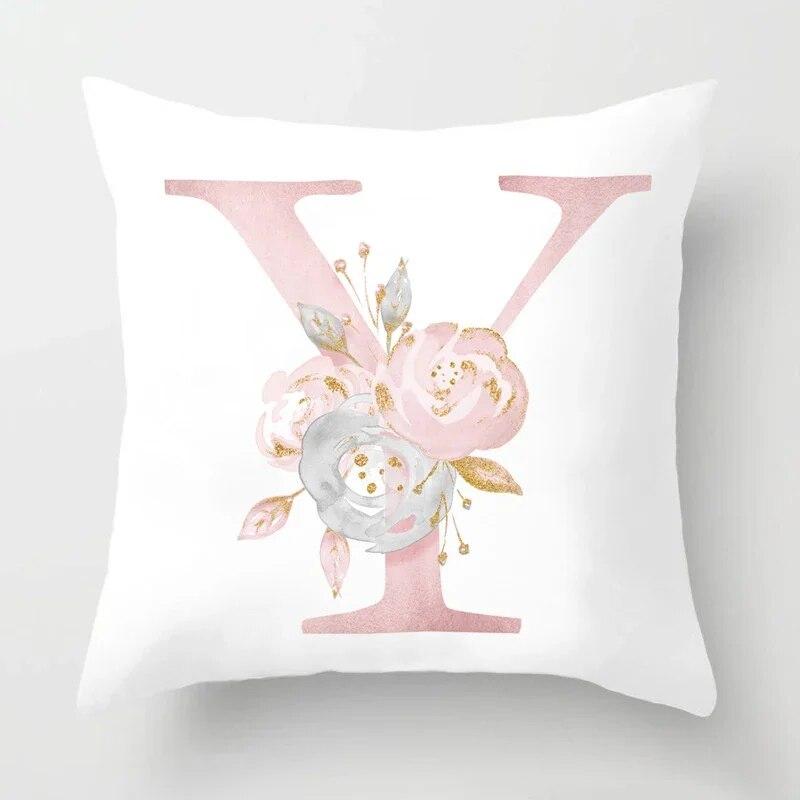 45x45cm Pink Rose 26 Letters Pillowcase Wedding Party Decoration Sofa Car Creative Ornament Couple Home Cushion Cover