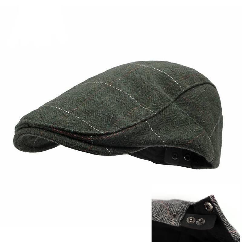 Beret Checkered Duckbill Retro Hat Vintage Men Woollen Cap Accessory Gift Adult