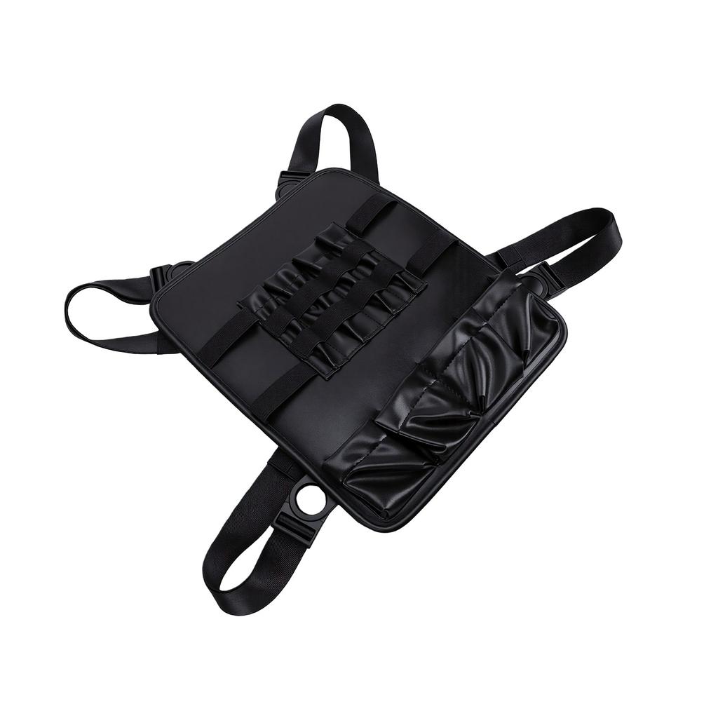 Barber Vest Pouch PU Leather Multiple Compartments Adjustable Shoulder Strap Hairdresser Scissor Bag 32.5x28cm