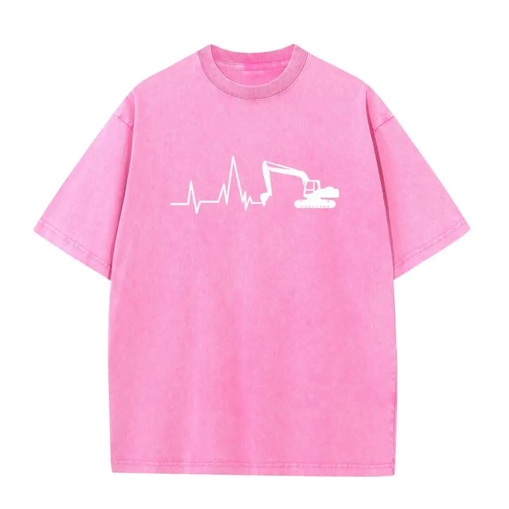 

Новая футболка Excavator Washed T-Shirt для мужчин из хлопка Heartbeat of Excavator Bleached T-Shirt для мужчин Одежда Bleach T-Shirt 3XL