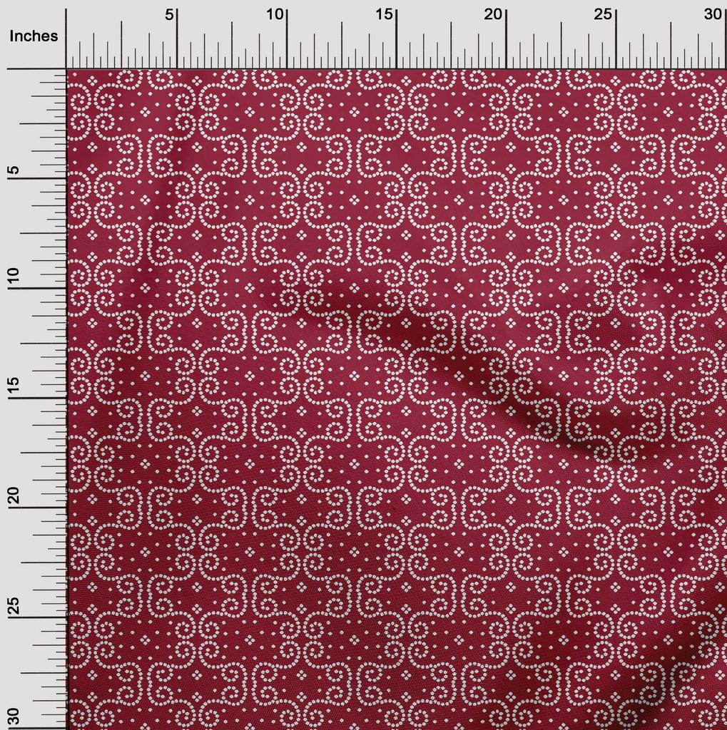 oneOone Cotton Flex Carmine Red Fabric Swirl Bandhani Sewing Craft Projects Fabric Prints By Yard 40 Inch